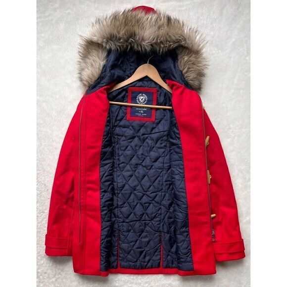 American Eagle Outfitters Red Toggle & Rope Duffle Wool Coat Jacket, Size Small - Picture 9 of 15